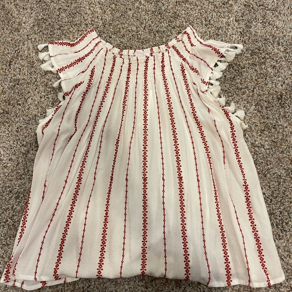 Red and white top